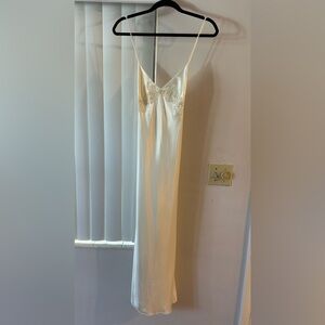VS Chemise, Long Ivory with Pearl & Sequin Beading detail, size SM w/ side slit